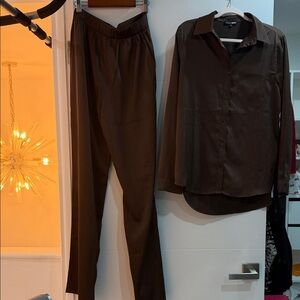 Fashion Nova Brown Women's Pants and Shirt Set